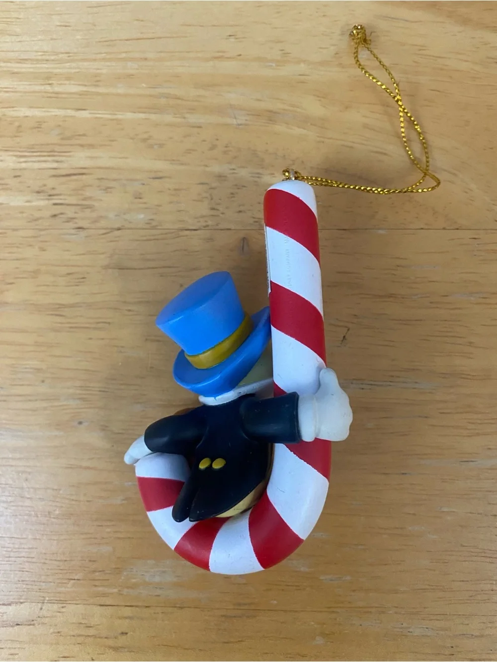Vintage 90s Jiminy Cricket on Candy Cane Christmas Ornament with Box